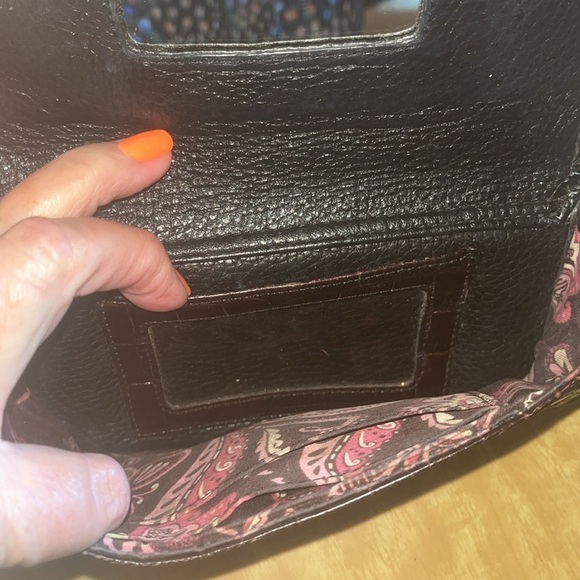 Brighton Black & Brown leather faux Crocodile texture Embossed Crossbody Bag - Picture 9 of 13